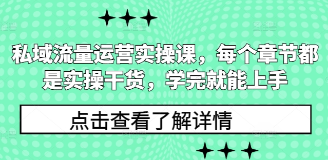 私域流量运营实操课，每个章节都是实操干货，学完就能上手-好资源网