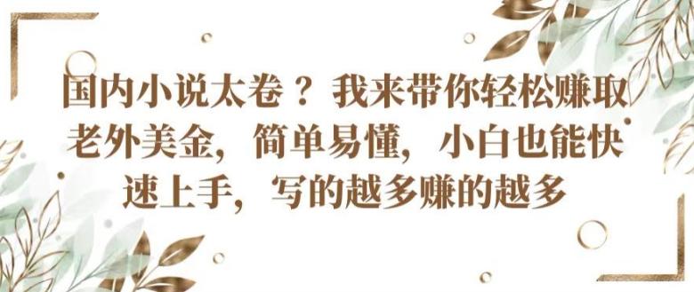 国内小说太卷 ?带你轻松赚取老外美金，简单易懂，小白也能快速上手，写的越多赚的越多【揭秘】-好资源网