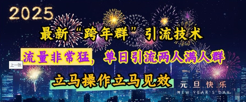 最新“跨年群”引流，流量非常猛，单日引流两人满人群，立马操作立马见效【揭秘】-好资源网