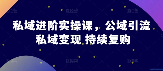 私域进阶实操课，公域引流 私域变现 持续复购-好资源网