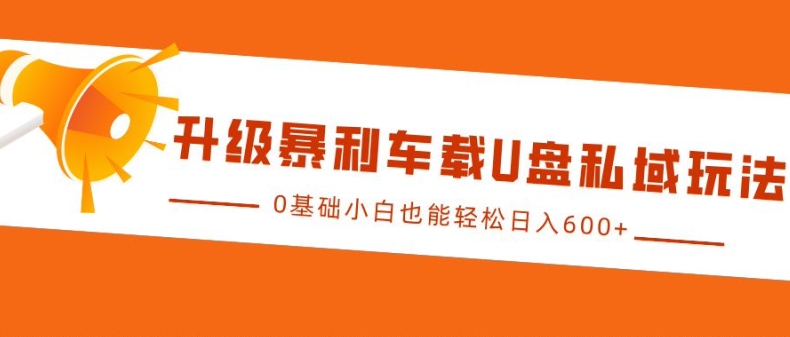 升级暴利车载U盘私域玩法，0基础小白也能轻松日入多张【揭秘】-好资源网