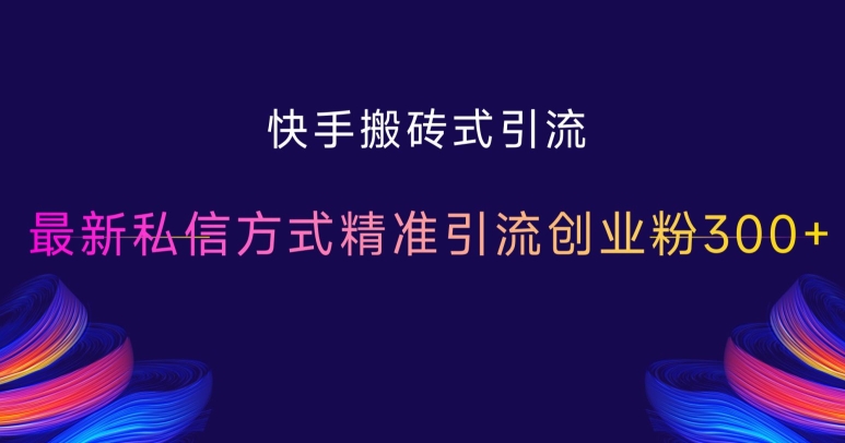 快手搬砖式引流，最新私信方式精准引流创业粉300+-好资源网