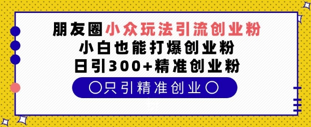 朋友圈小众玩法引流创业粉，小白也能打爆创业粉，日引300+精准创业粉【揭秘】-好资源网