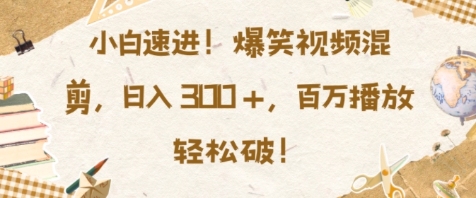 小白速进，爆笑视频混剪，日入3张，百万播放轻松破【揭秘】-好资源网