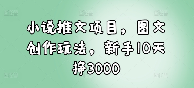 小说推文项目，图文创作玩法，新手10天挣3000-好资源网