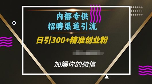 内部招聘渠道日引流300+创业粉，加爆你的微信【揭秘】-好资源网